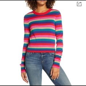 Spiritual Gangster Nikki Stripe Crop Sweater In Multi Stripe